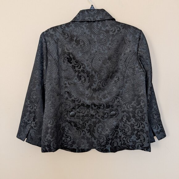 Chico's black and forest green brocade swing jacket blazer EUC size 2 Medium - Picture 4 of 10
